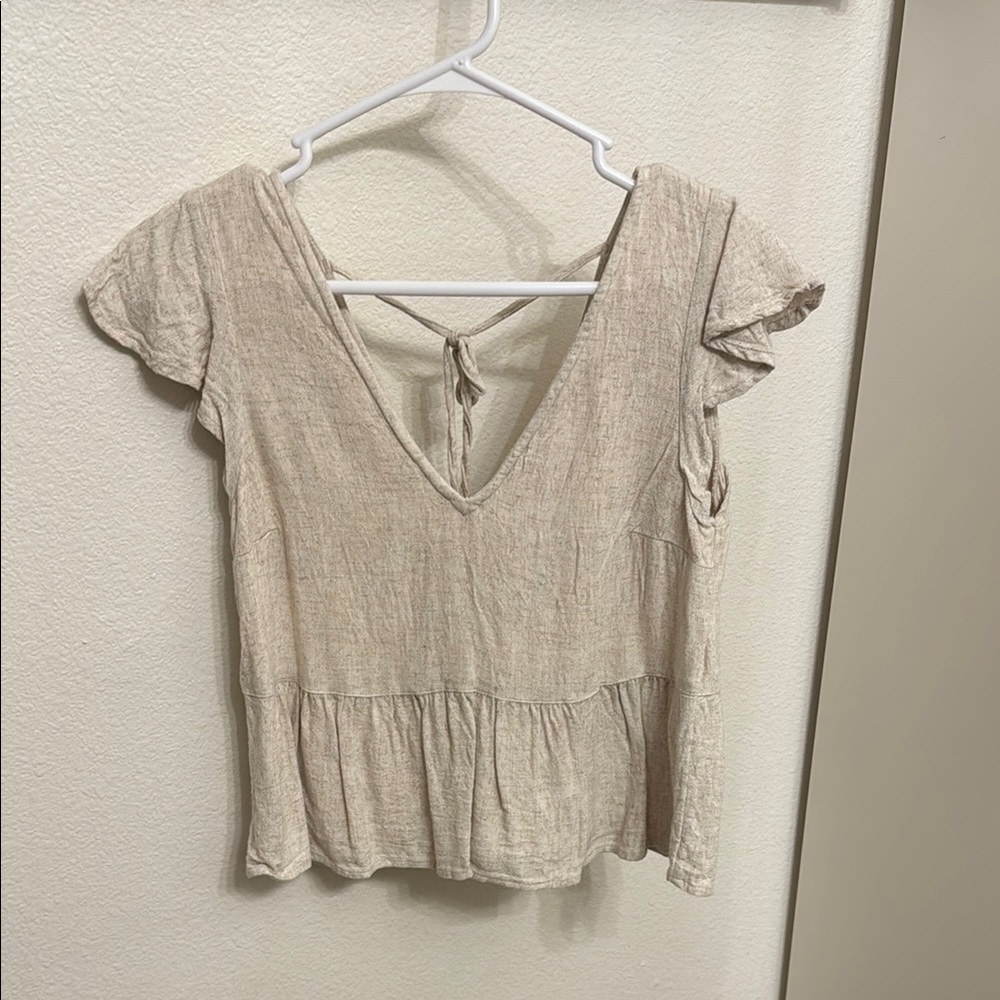 Abercrombie & Fitch Cream V-Neck Blouse